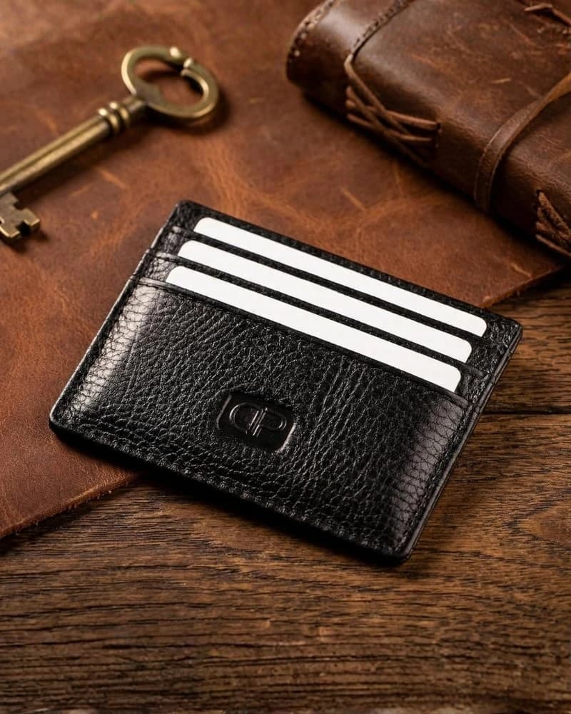 محفظة دي بيلي الجلد الطبيعي لحفظ بطاقات الائتمان — Textured Black — 1