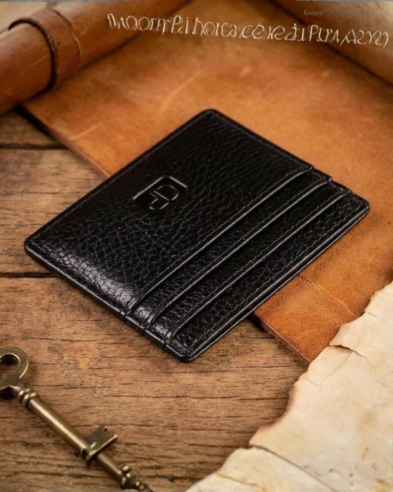 محفظة دي بيلي الجلد الطبيعي لحفظ بطاقات الائتمان — Textured Black — 4