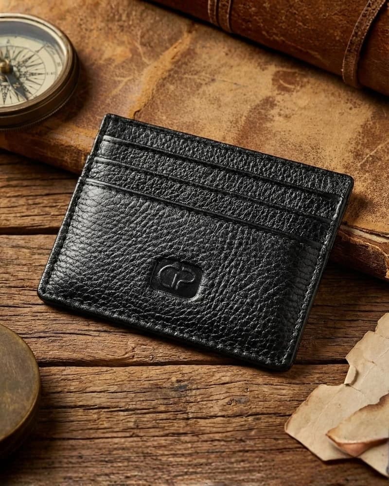 محفظة دي بيلي الجلد الطبيعي لحفظ بطاقات الائتمان — Textured Black — 3