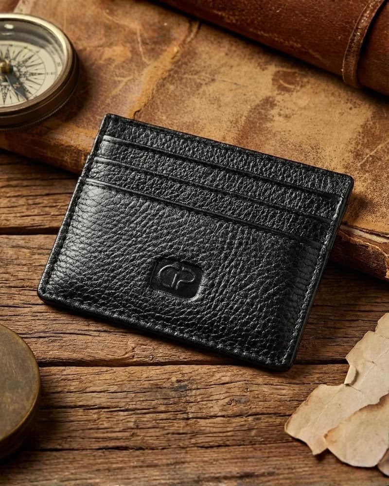 محفظة دي بيلي الجلد الطبيعي لحفظ بطاقات الائتمان — Textured Black — 5