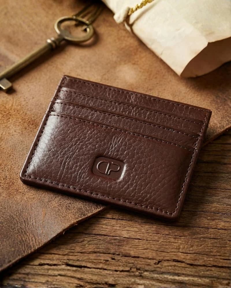 محفظة دي بيلي الجلد الطبيعي لحفظ بطاقات الائتمان — Textured Brown — 3