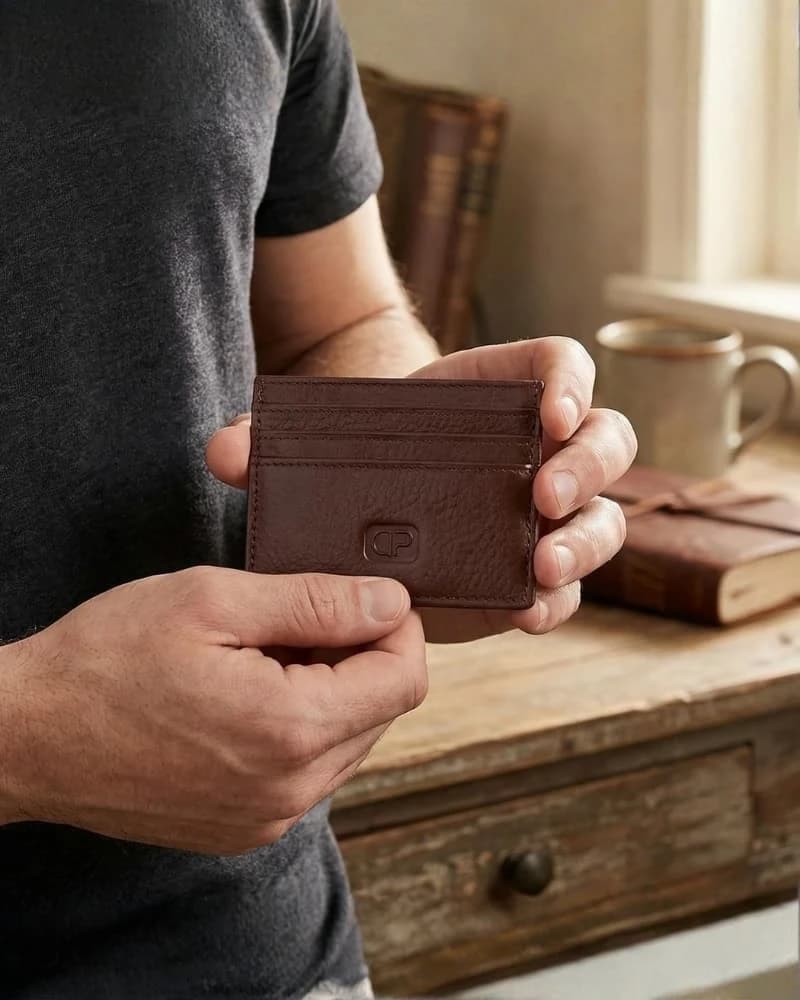 محفظة دي بيلي الجلد الطبيعي لحفظ بطاقات الائتمان — Textured Brown — 1