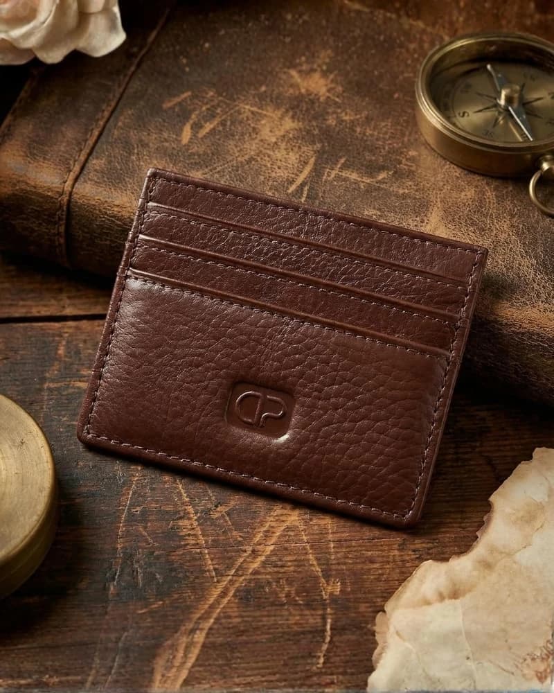 محفظة دي بيلي الجلد الطبيعي لحفظ بطاقات الائتمان — Textured Brown — 6
