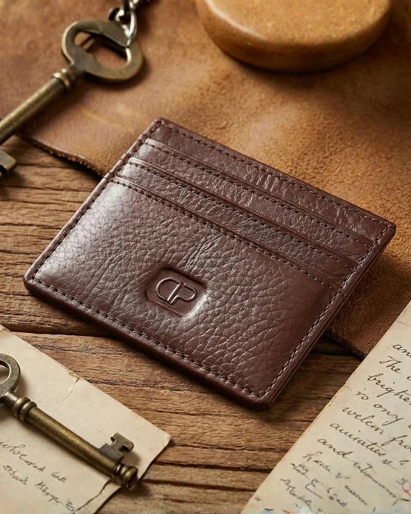 محفظة دي بيلي الجلد الطبيعي لحفظ بطاقات الائتمان — Textured Brown — 7