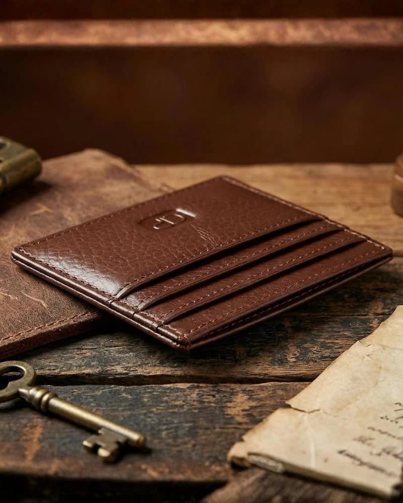 محفظة دي بيلي الجلد الطبيعي لحفظ بطاقات الائتمان — Textured Brown — 5