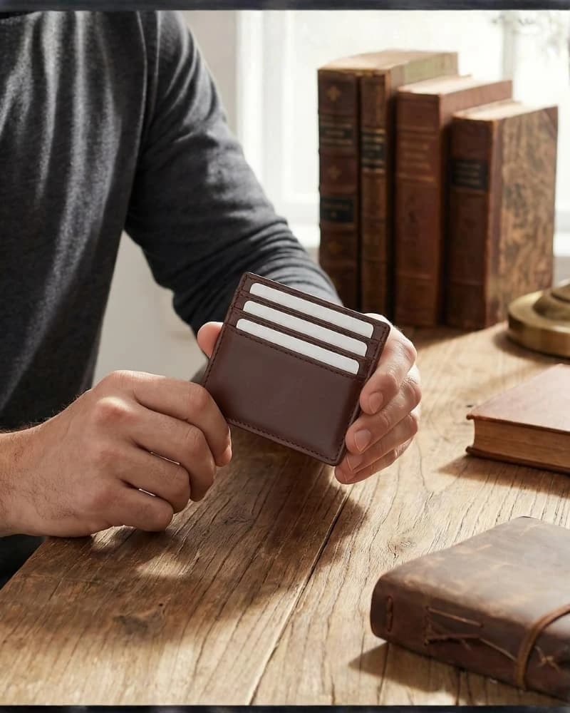 محفظة دي بيلي الجلد الطبيعي لحفظ بطاقات الائتمان — Brown — 4