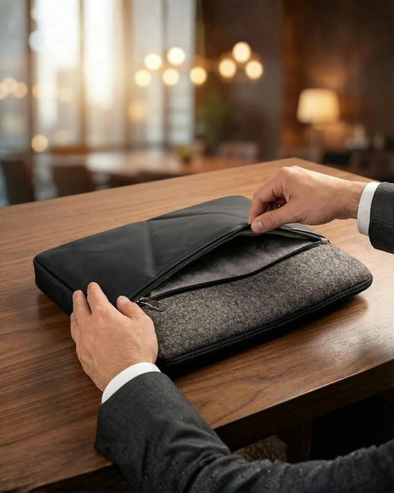 حقيبة لابتوب دي بيلي – جلد PU فاخر مع حماية صدمات وتبطين — Black — 1