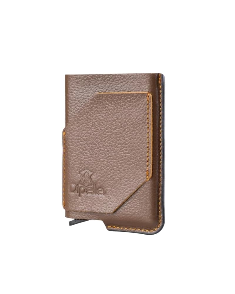محفظة دي بيلي الذكية NFC – جلد مصري مع حماية RFID — Textured Brown — 2