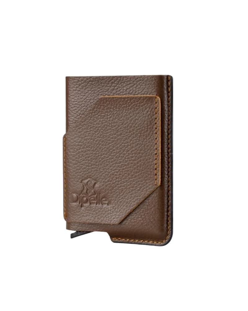 محفظة دي بيلي الذكية NFC – جلد مصري مع حماية RFID — Textured Brown — 7