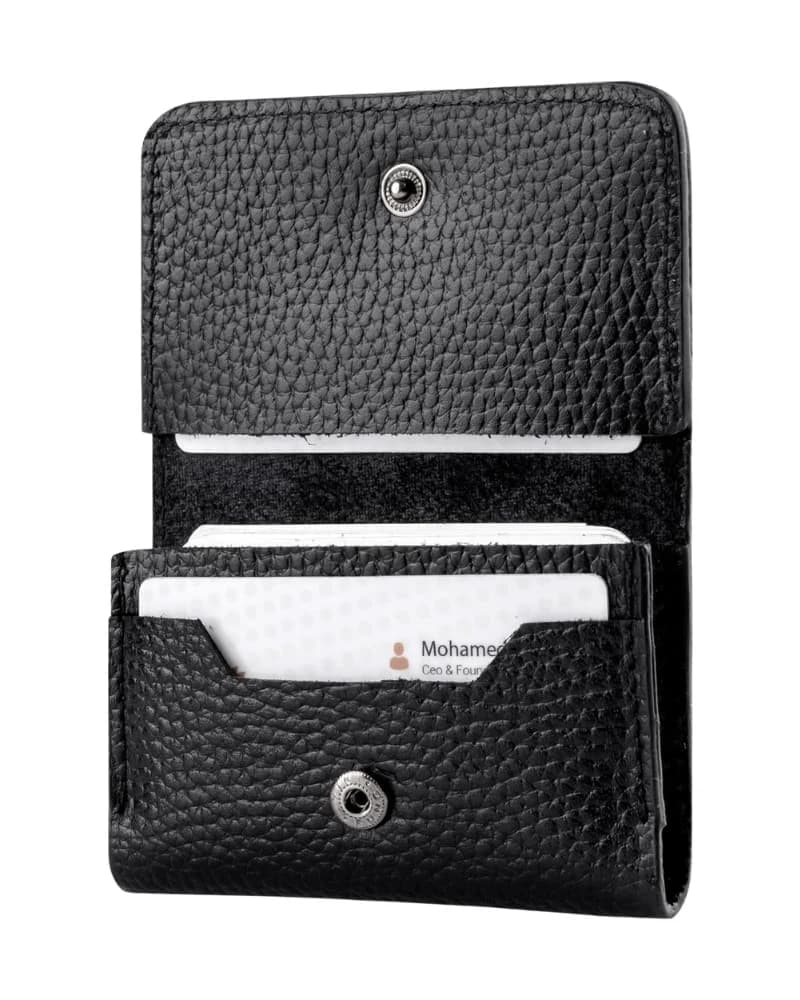 حافظة بطاقات جلد طبيعي دي بيلي قابلة للتوسع لبطاقات الائتمان والعمل — Textured Black 2 — 1
