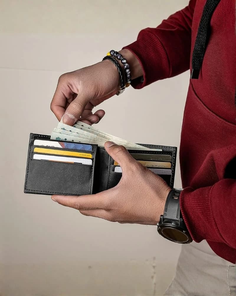 محفظة رجالية جلد طبيعي دي بيلي – 14 جيب للبطاقات — Black — 5