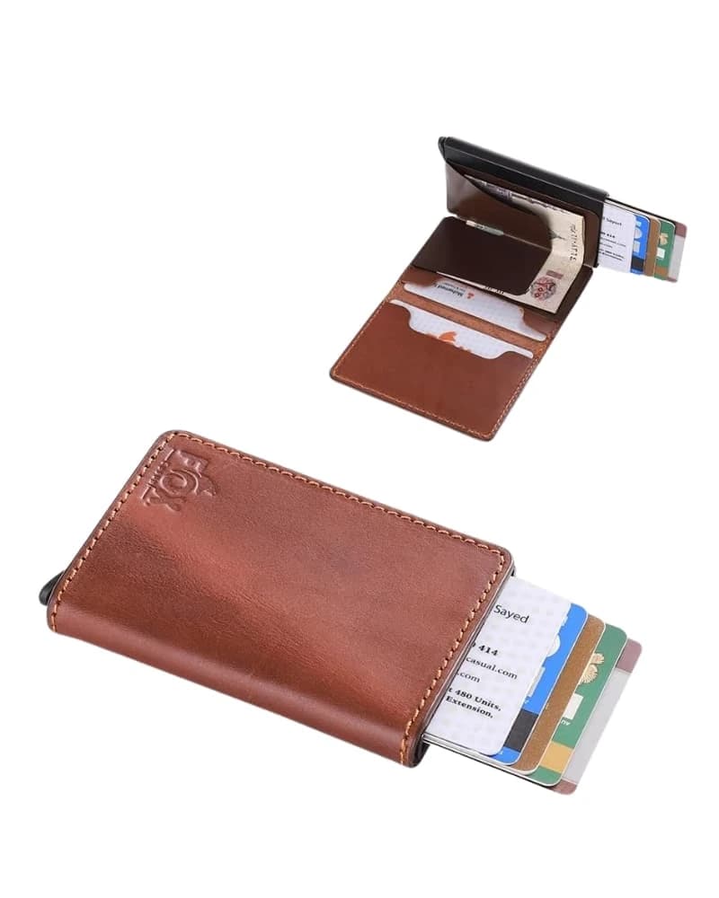 محفظة دي بيلي بآلية الإطلاق – جلد طبيعي مع حماية RFID — Hazelnut